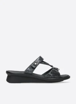 DAMES Wolky Slippers<Isa - antraciet crocolook lakleer