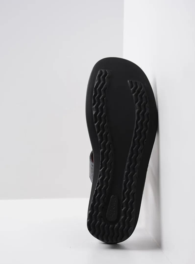 DAMES Wolky Slippers<Isa - antraciet crocolook lakleer