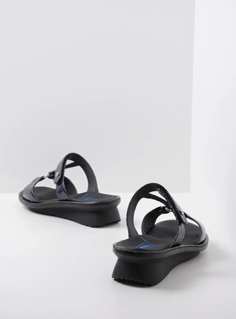 DAMES Wolky Slippers<Isa - blauw crocolook lakleer