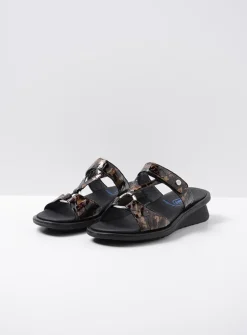 DAMES Wolky Slippers<Isa - brons croco lakleer