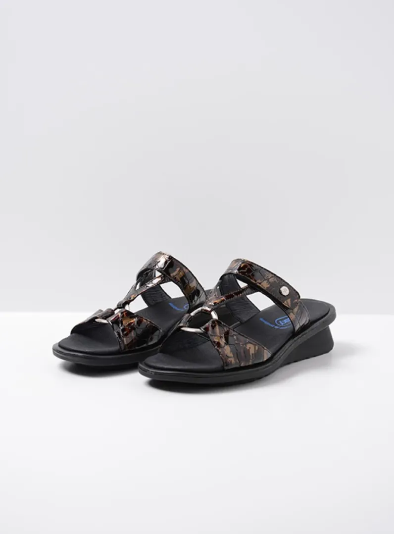 DAMES Wolky Slippers<Isa - brons croco lakleer