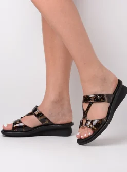 DAMES Wolky Slippers<Isa - brons croco lakleer