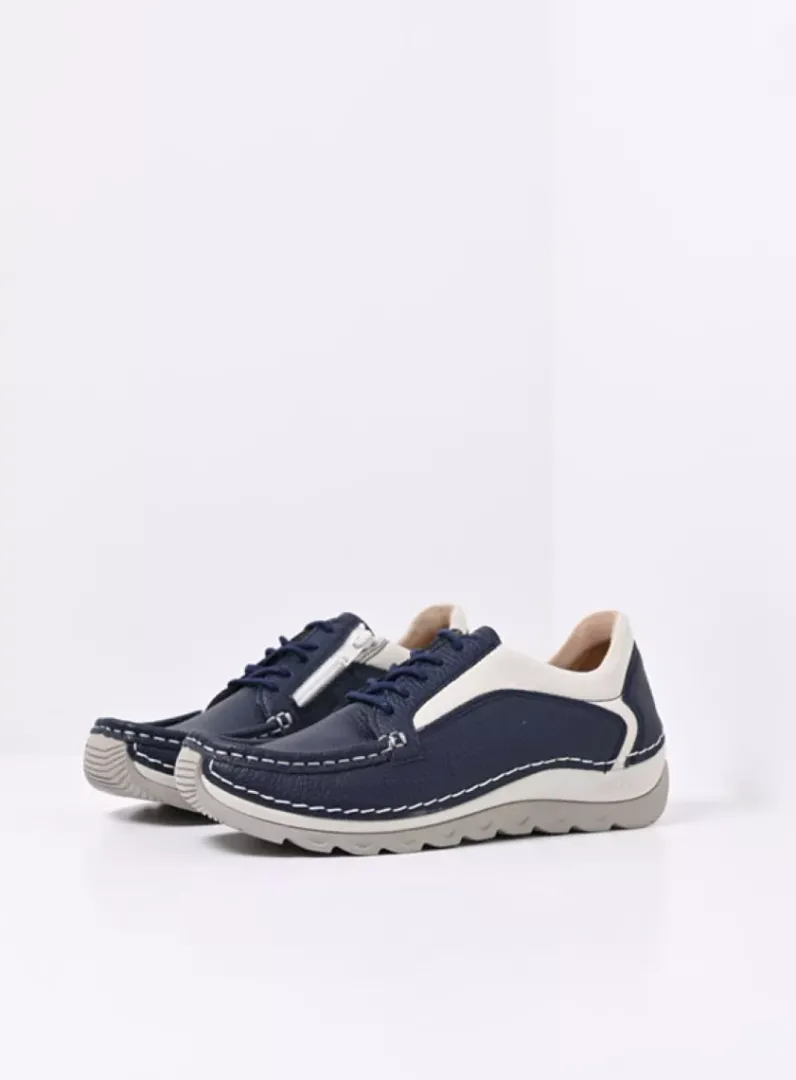 DAMES Wolky Lage Veterschoenen<Japura - blauw leer