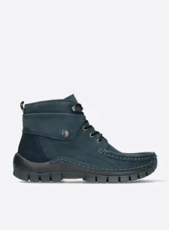 DAMES Wolky Hoge Veterschoenen|Herfst/Winter<Jump - blauw nubuck
