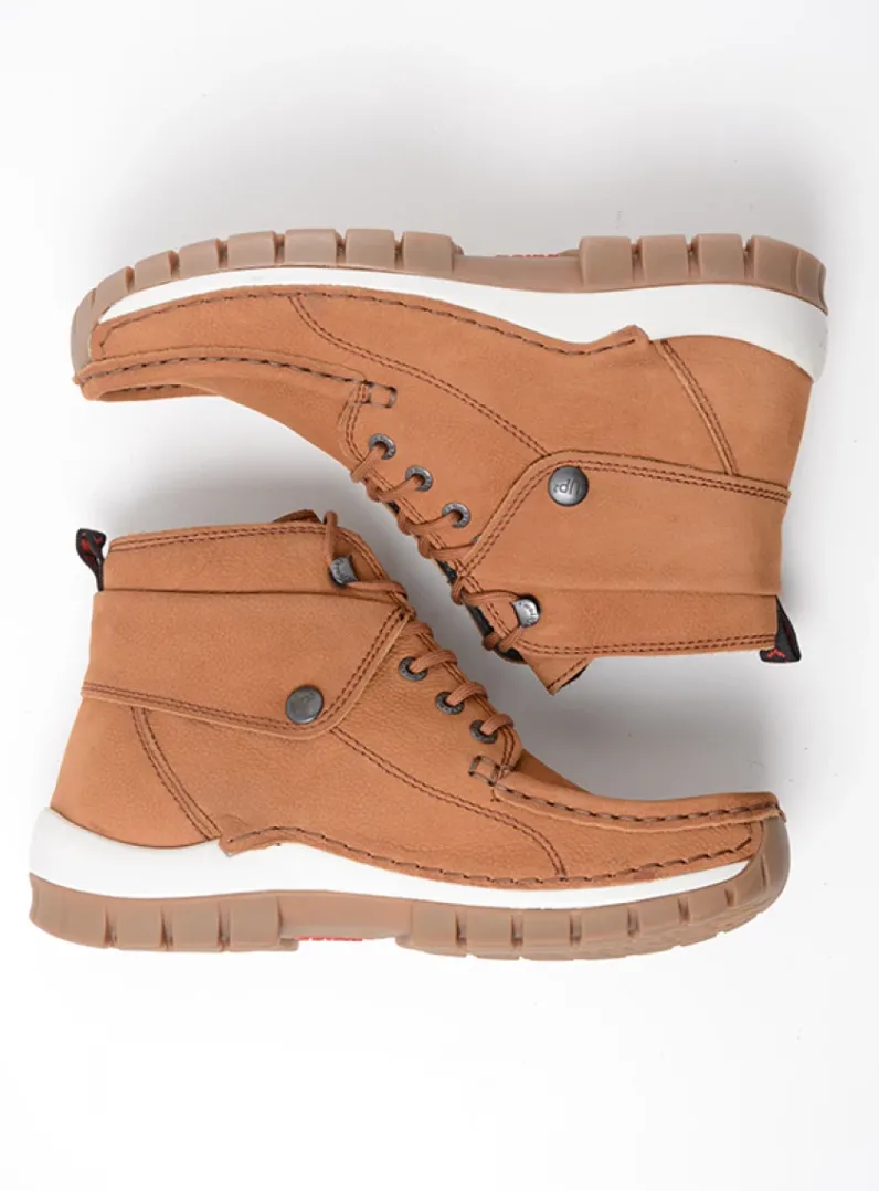 DAMES Wolky Hoge Veterschoenen|Herfst/Winter<Jump - cognac nubuck