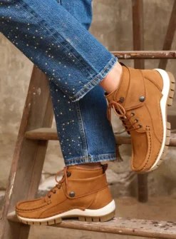 DAMES Wolky Hoge Veterschoenen|Herfst/Winter<Jump - cognac nubuck