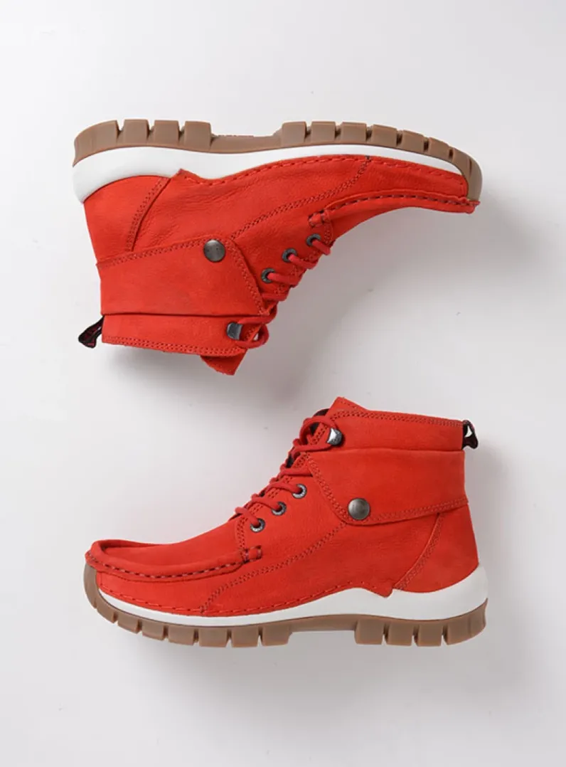 DAMES Wolky Hoge Veterschoenen|Herfst/Winter<Jump - rood nubuck