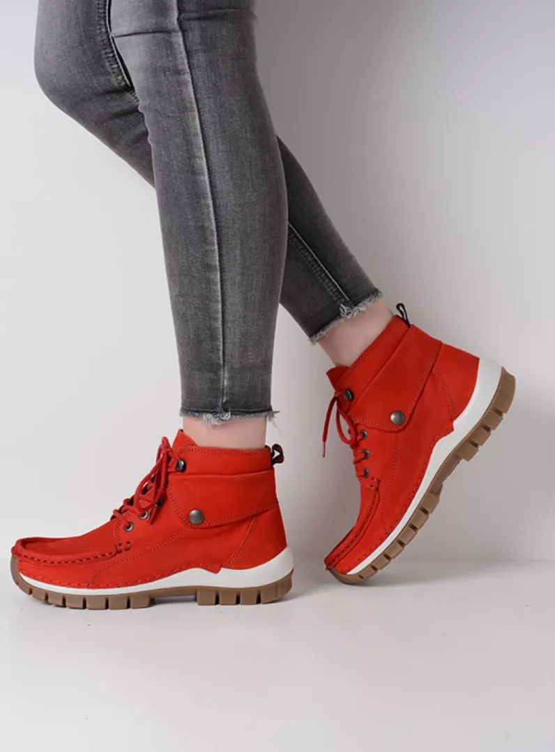 DAMES Wolky Hoge Veterschoenen|Herfst/Winter<Jump - rood nubuck