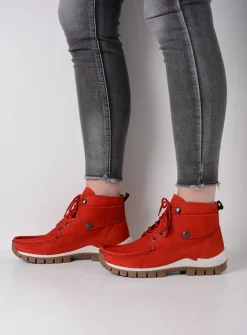 DAMES Wolky Hoge Veterschoenen|Herfst/Winter<Jump - rood nubuck