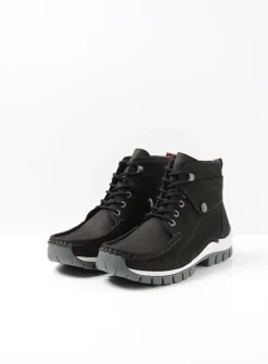 DAMES Wolky Hoge Veterschoenen|Herfst/Winter<Jump - zwart grijsgroen nubuck