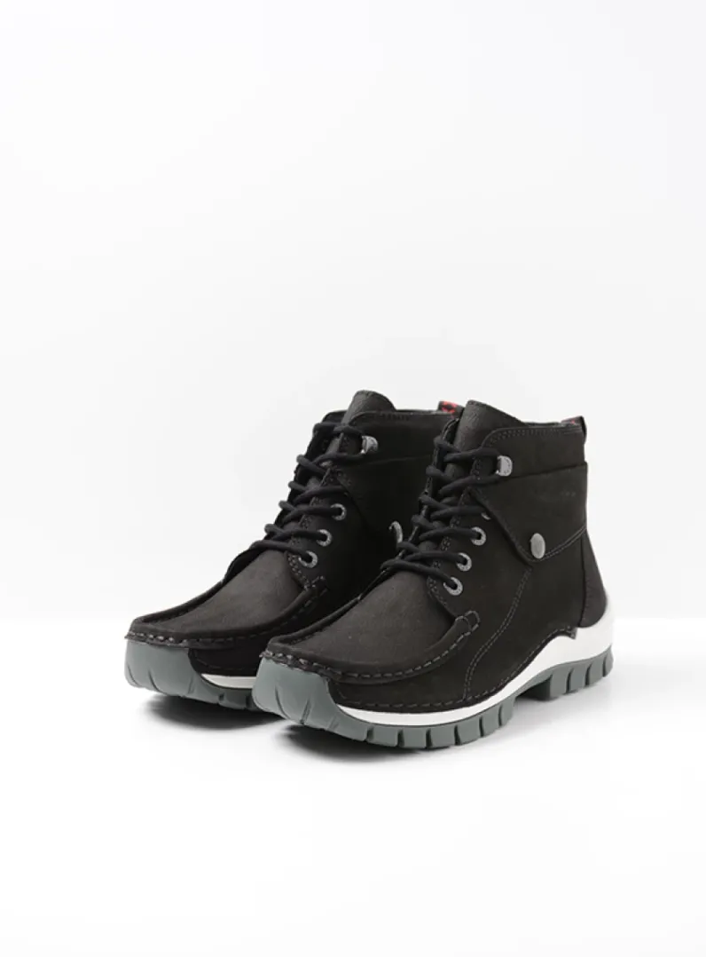 DAMES Wolky Hoge Veterschoenen|Herfst/Winter<Jump - zwart grijsgroen nubuck