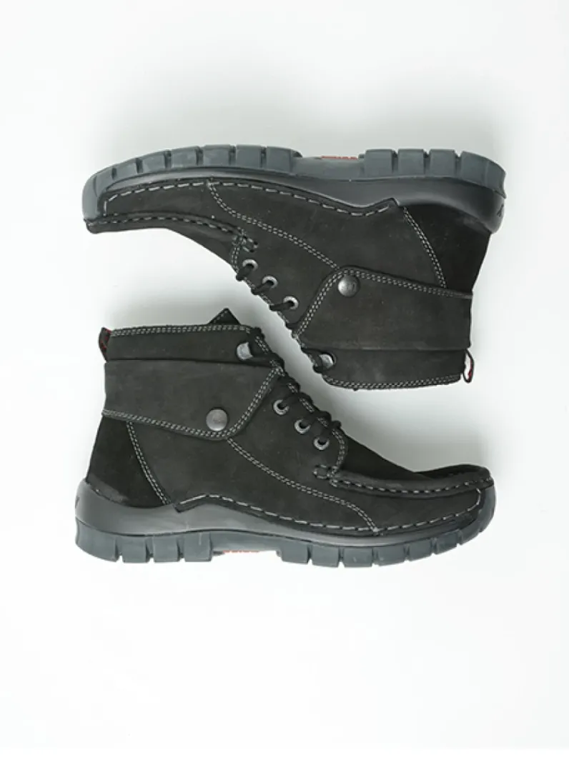 DAMES Wolky Hoge Veterschoenen|Herfst/Winter<Jump - zwart nubuck