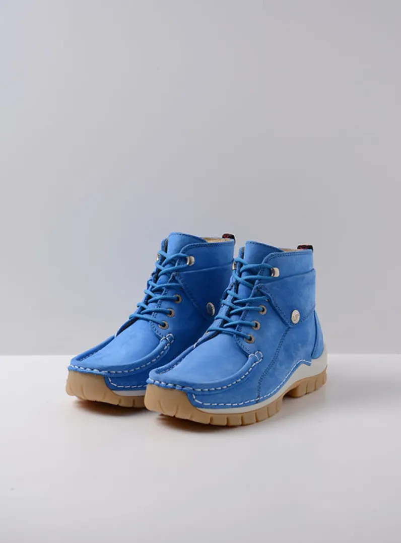 DAMES Wolky Hoge Veterschoenen<Jump Summer - hemelsblauw nubuck