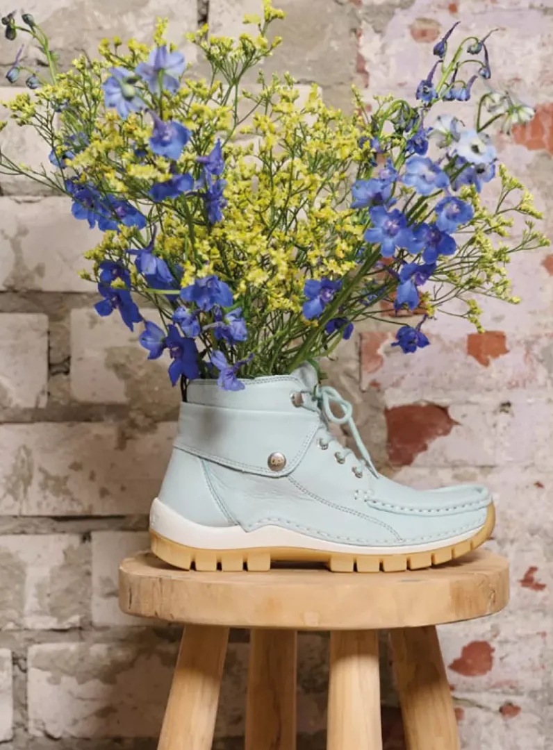 DAMES Wolky Hoge Veterschoenen<Jump Summer - lichtblauw leer