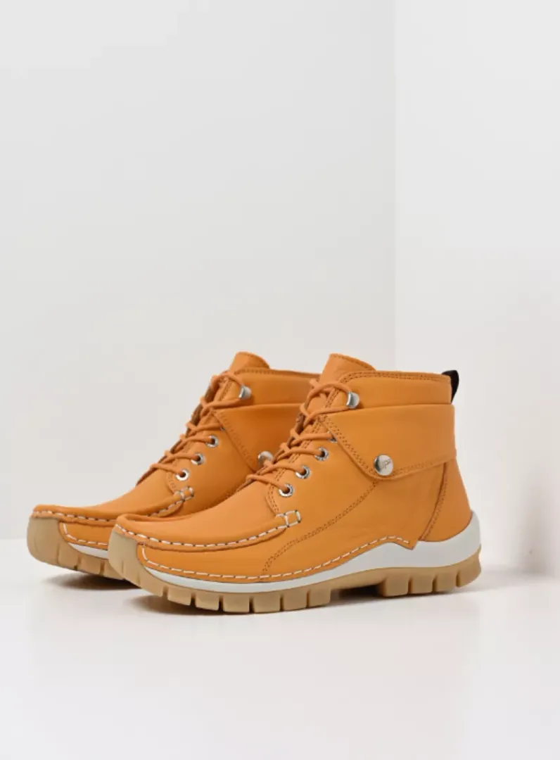 DAMES Wolky Hoge Veterschoenen<Jump Summer - lichtoranje leer