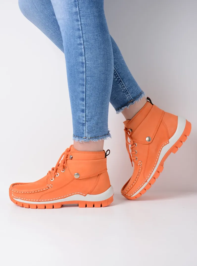 DAMES Wolky Hoge Veterschoenen<Jump Summer - oranje nubuck