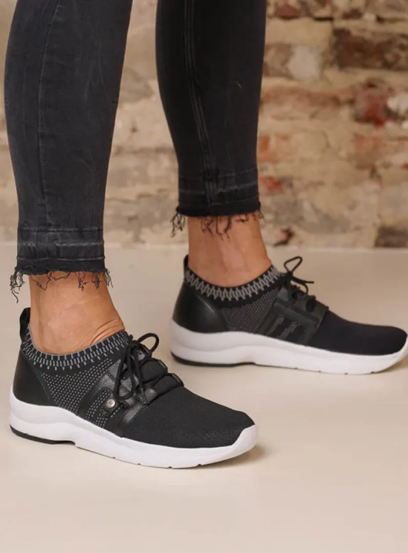 DAMES Wolky Lage Veterschoenen<Kalona - zwart 3D knitting