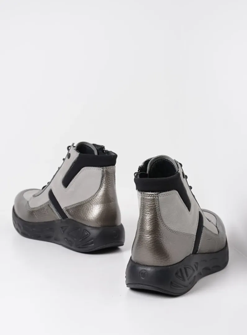 DAMES Wolky Hoge Veterschoenen|Wandelschoenen<Leap - antraciet combi leer