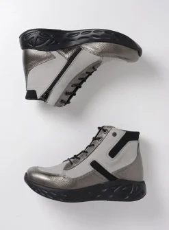 DAMES Wolky Hoge Veterschoenen|Wandelschoenen<Leap - antraciet combi leer