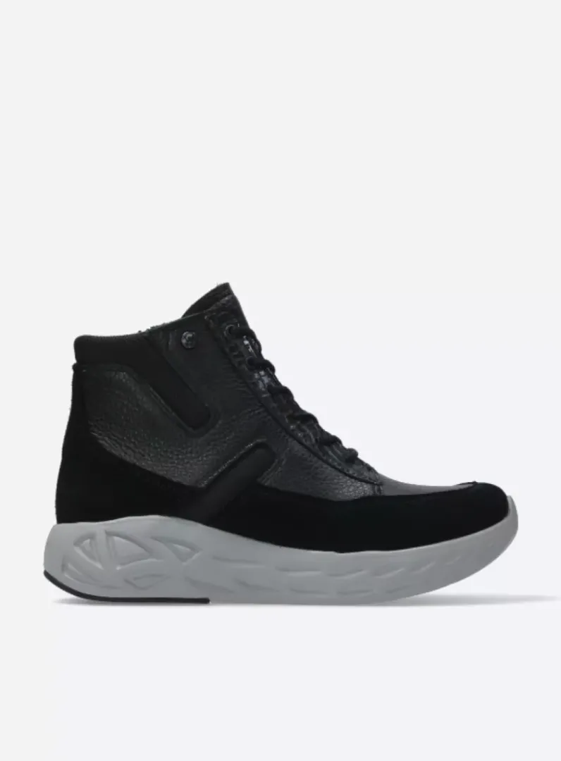 DAMES Wolky Hoge Veterschoenen|Wandelschoenen<Leap - zwart combi leer