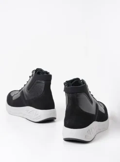 DAMES Wolky Hoge Veterschoenen|Wandelschoenen<Leap - zwart combi leer