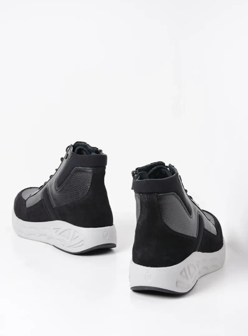 DAMES Wolky Hoge Veterschoenen|Wandelschoenen<Leap - zwart combi leer