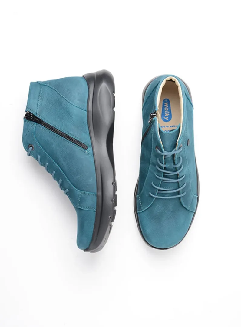 DAMES Wolky Hoge Veterschoenen|Wandelschoenen<Lima - petrol nubuck