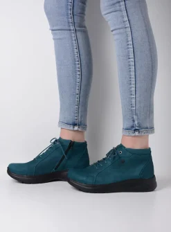 DAMES Wolky Hoge Veterschoenen|Wandelschoenen<Lima - petrol nubuck