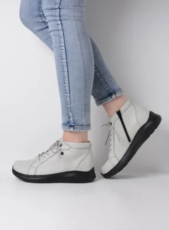 DAMES Wolky Hoge Veterschoenen|Wandelschoenen<Lima - wol wit leer