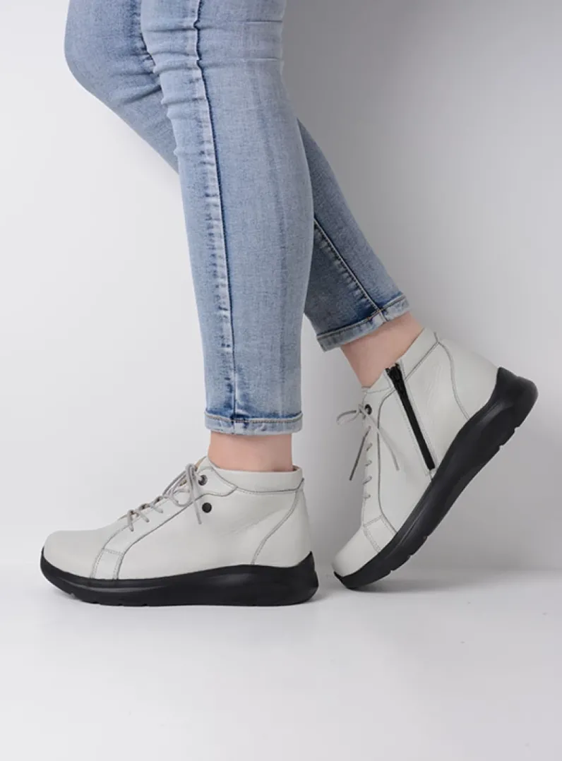 DAMES Wolky Hoge Veterschoenen|Wandelschoenen<Lima - wol wit leer