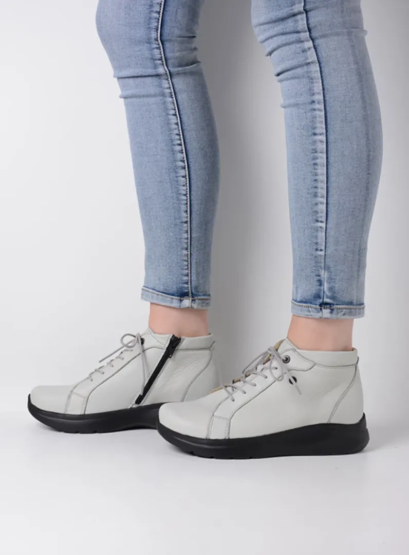 DAMES Wolky Hoge Veterschoenen|Wandelschoenen<Lima - wol wit leer