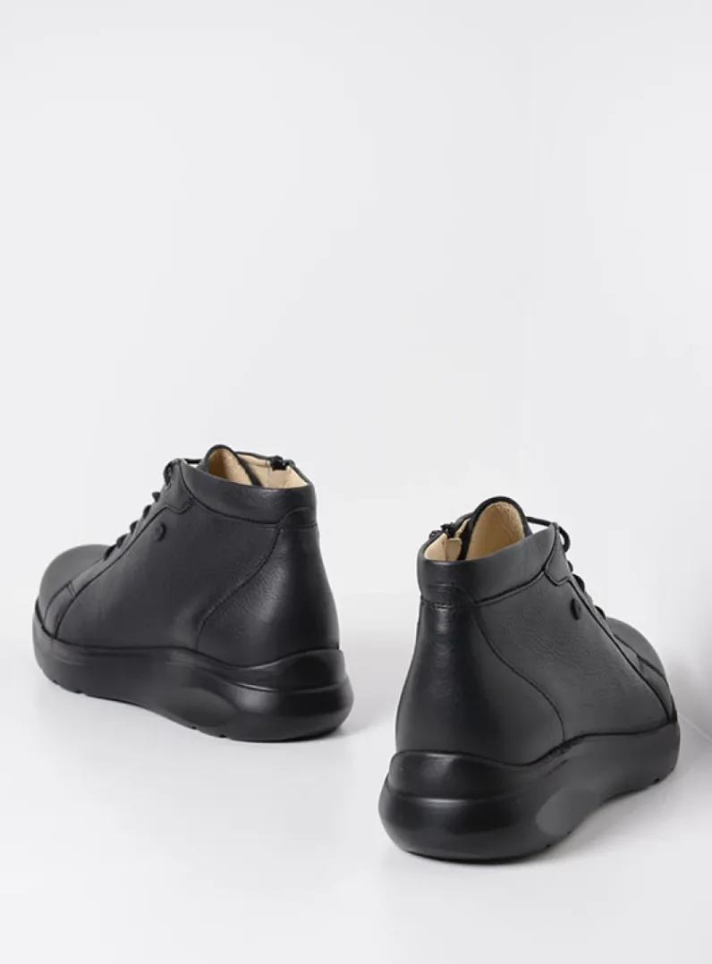 DAMES Wolky Hoge Veterschoenen|Wandelschoenen<Lima - zwart leer