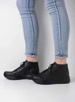 DAMES Wolky Hoge Veterschoenen|Wandelschoenen<Lima - zwart leer
