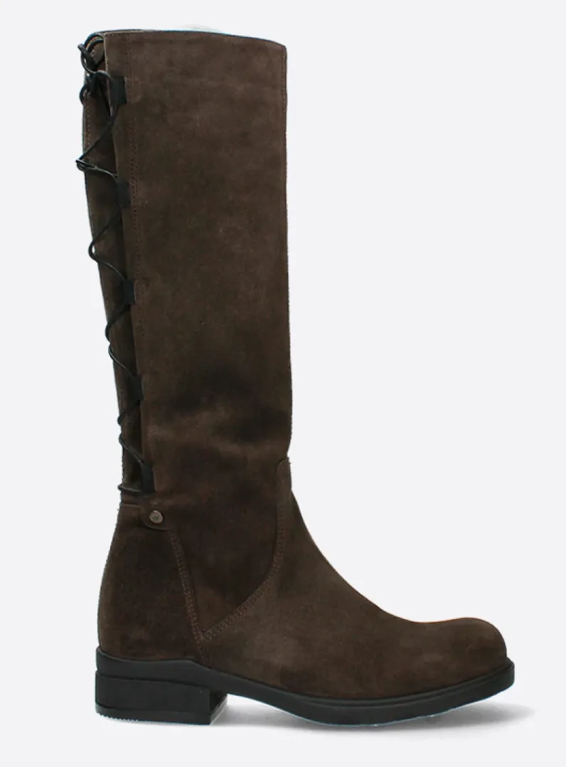 DAMES Wolky Veterlaarzen|Lange Laarzen<Longview - donkerbruin suede