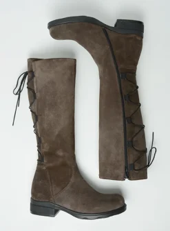 DAMES Wolky Veterlaarzen|Lange Laarzen<Longview - donkerbruin suede