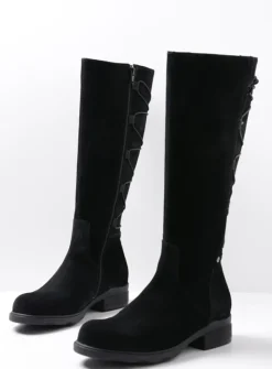 DAMES Wolky Veterlaarzen|Lange Laarzen<Longview - zwart suede