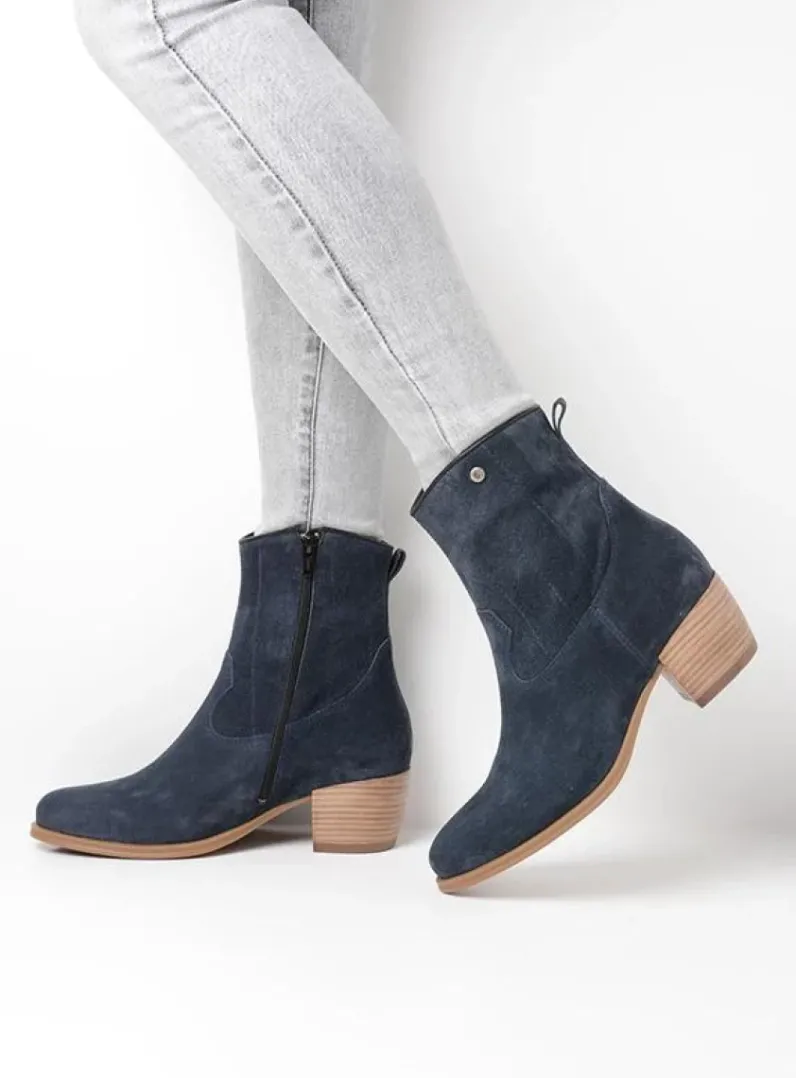 DAMES Wolky Cowboylaarzen|Enkellaarsjes<Lubbock - blauw zomer suede