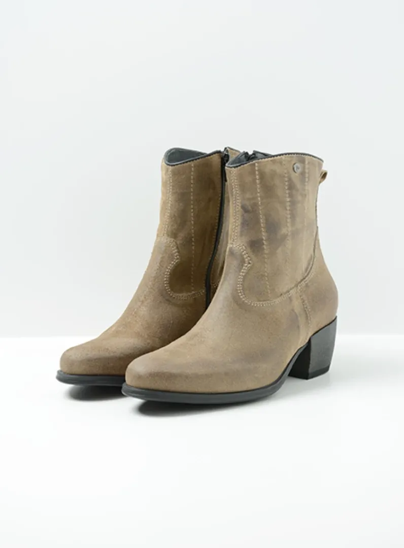 DAMES Wolky Cowboylaarzen|Enkellaarsjes<Lubbock - taupe suede