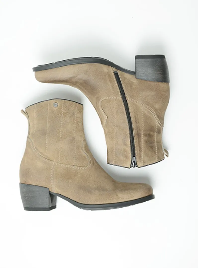 DAMES Wolky Cowboylaarzen|Enkellaarsjes<Lubbock - taupe suede