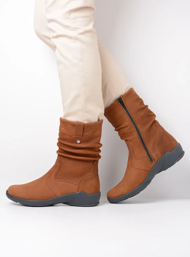 DAMES Wolky Halfhoge Laarzen|Herfst/Winter<Luna - cognac nubuck