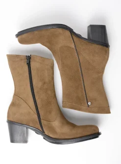DAMES Wolky Halfhoge Laarzen|Enkellaarsjes<Mallow - donker taupe suede