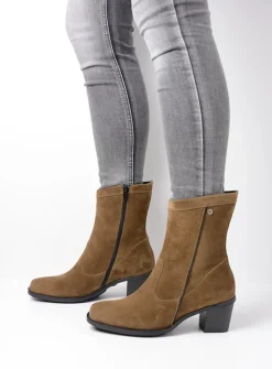 DAMES Wolky Halfhoge Laarzen|Enkellaarsjes<Mallow - donker taupe suede