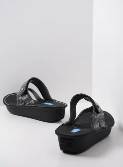 DAMES Wolky Slippers<Martinique - antraciet crocolook lakleer