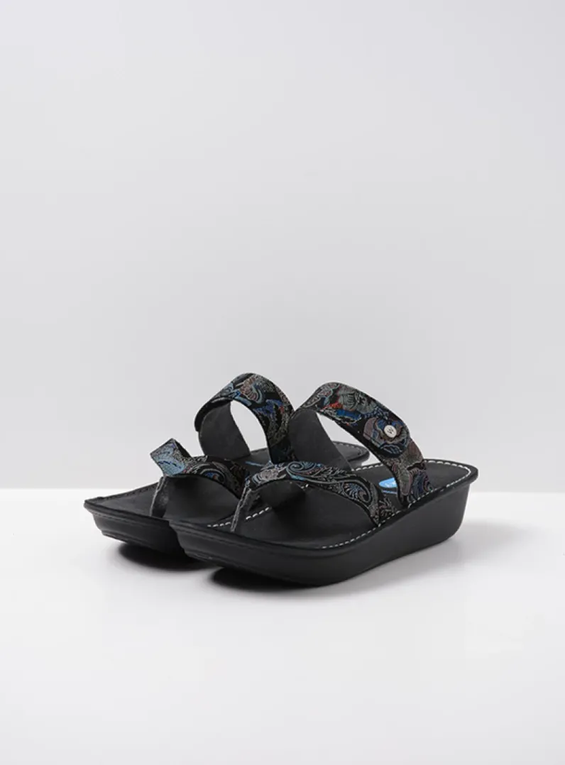 DAMES Wolky Slippers<Martinique - zwart/blauw suede