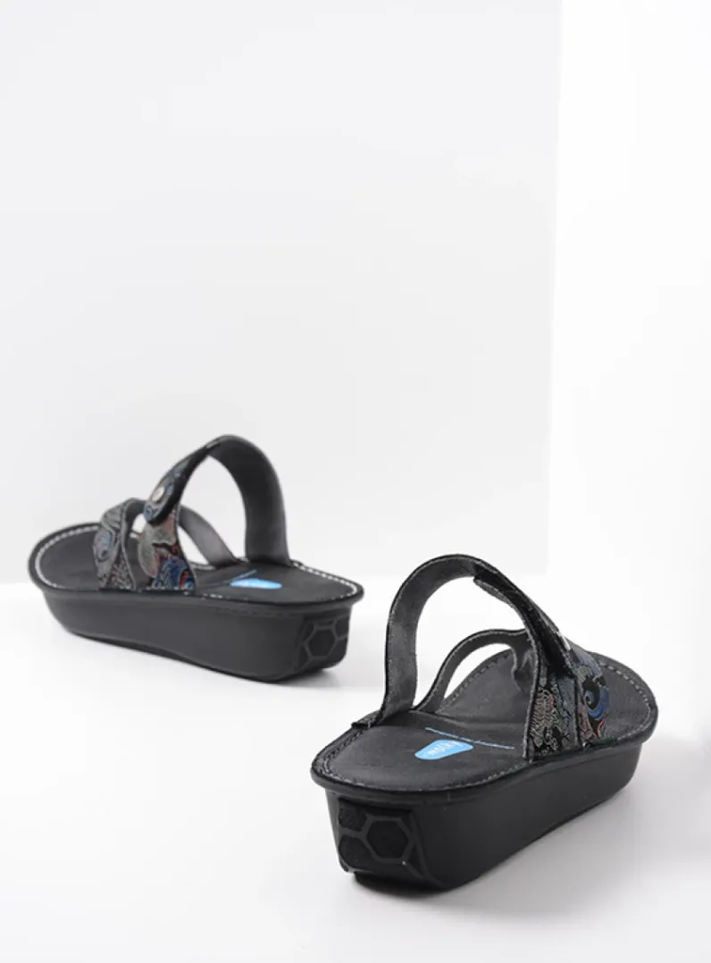 DAMES Wolky Slippers<Martinique - zwart/blauw suede