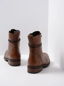 DAMES Wolky Veterlaarzen|Halfhoge Laarzen<Murray - cognac leer