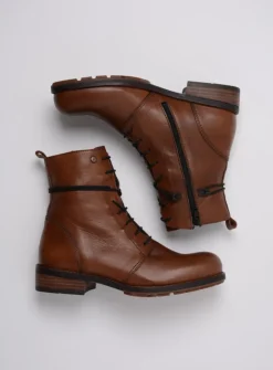 DAMES Wolky Veterlaarzen|Halfhoge Laarzen<Murray - cognac leer