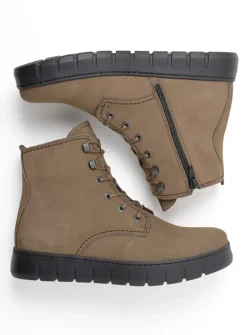 DAMES Wolky Hoge Veterschoenen|Veterlaarzen<New Wave - donker taupe nubuck