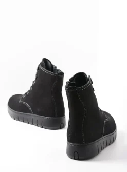 DAMES Wolky Hoge Veterschoenen|Veterlaarzen<New Wave - zwart nubuck