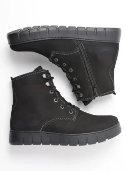 DAMES Wolky Hoge Veterschoenen|Veterlaarzen<New Wave - zwart nubuck